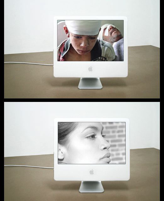 ‘Baghdad Bomb’ And ‘Rosario Dawson’ Google Image Search Results Alternatively Shown On Apple iMac G5, 2005