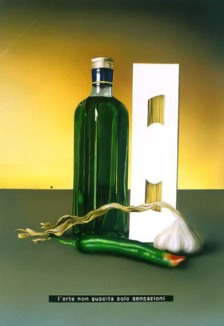Gli ingredienti dell’arte: spaghetti aglio olio e peperoncino con fondo autunnale, 1998