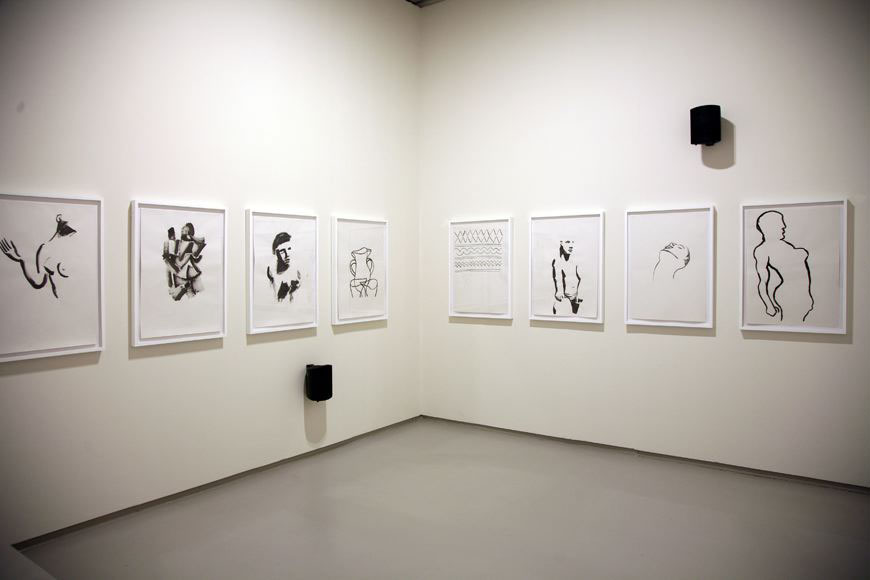 From the left: As every artist I am first of all a painter of women, Four men, The secret proceeding in the trial at Benghazi, 2009
